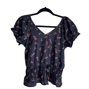 Indulge Black and Pink Floral Crop Size Large